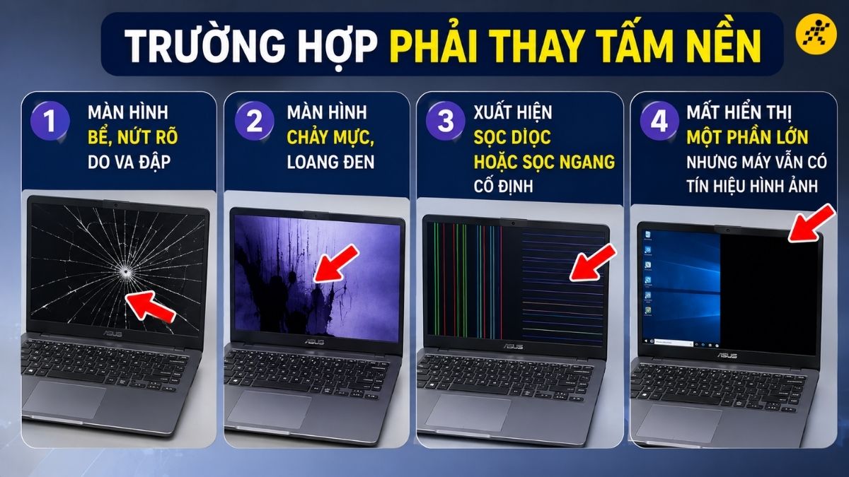Trường hợp phải thay tấm nền Trường hợp phải thay tấm nền