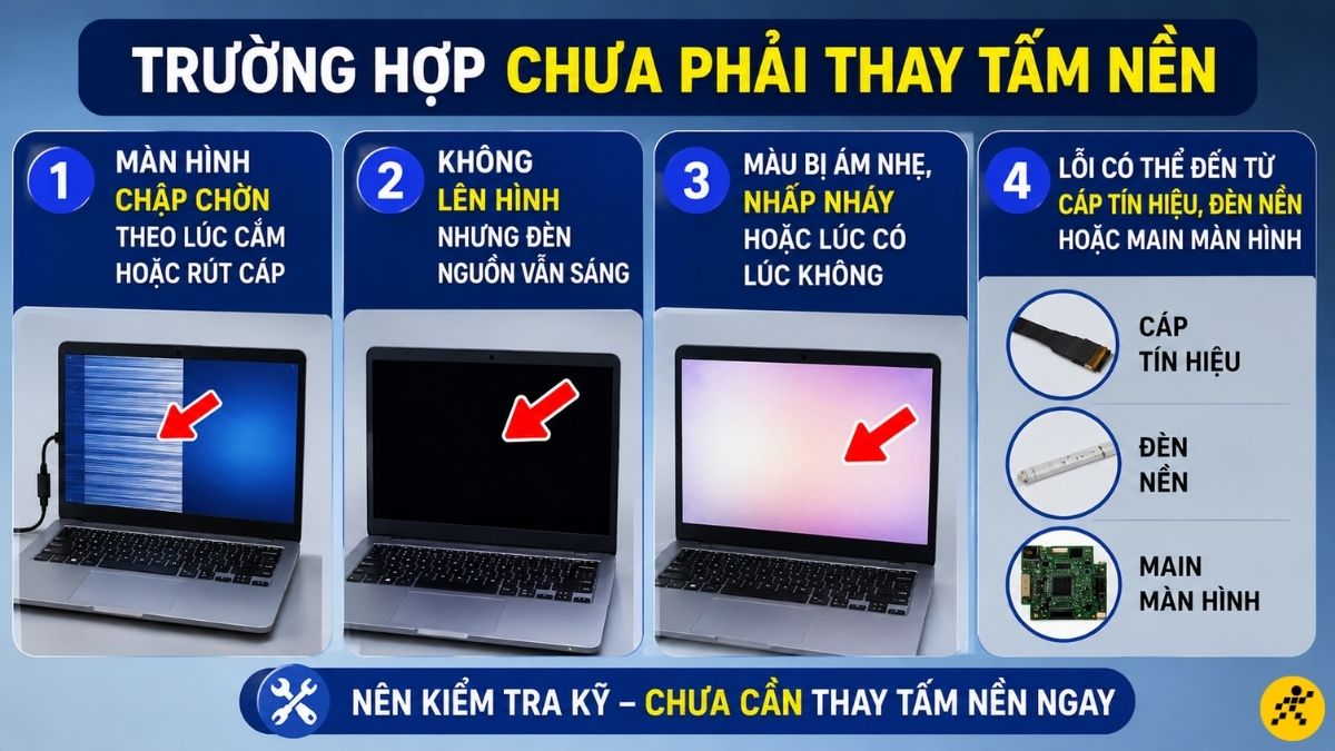 Trường hợp chưa phải thay tấm nền Trường hợp chưa phải thay tấm nền
