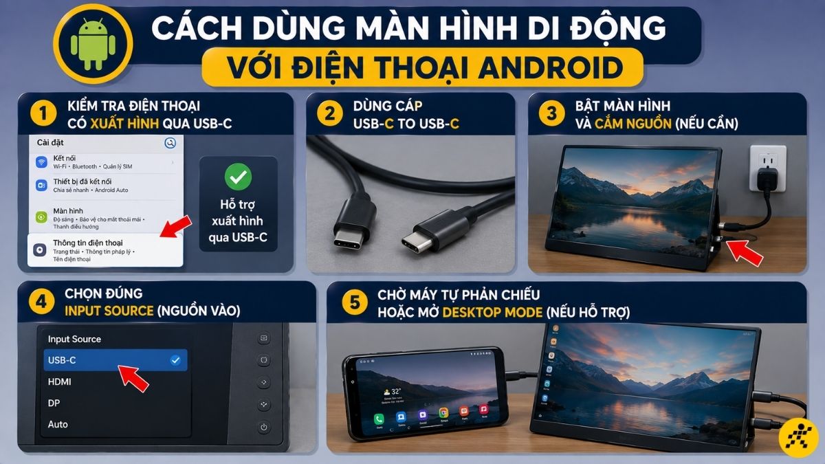 Cách dùng màn hình di động với điện thoại Android Cách dùng màn hình di động với điện thoại Android