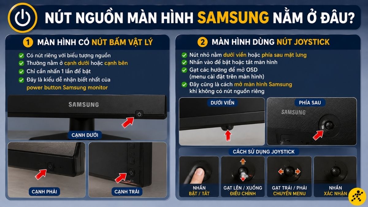 Vị trí nút nguồn màn hình Samsung Vị trí nút nguồn màn hình Samsung