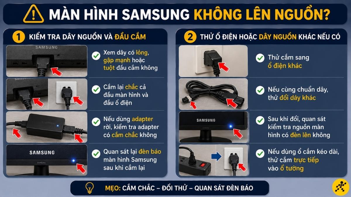 Kiểm tra khi màn hình Samsung không sáng đèn Kiểm tra khi màn hình Samsung không sáng đèn