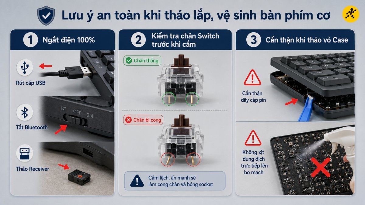 Lưu ý an toàn khi lắp bàn phím cơ Lưu ý an toàn khi lắp bàn phím cơ