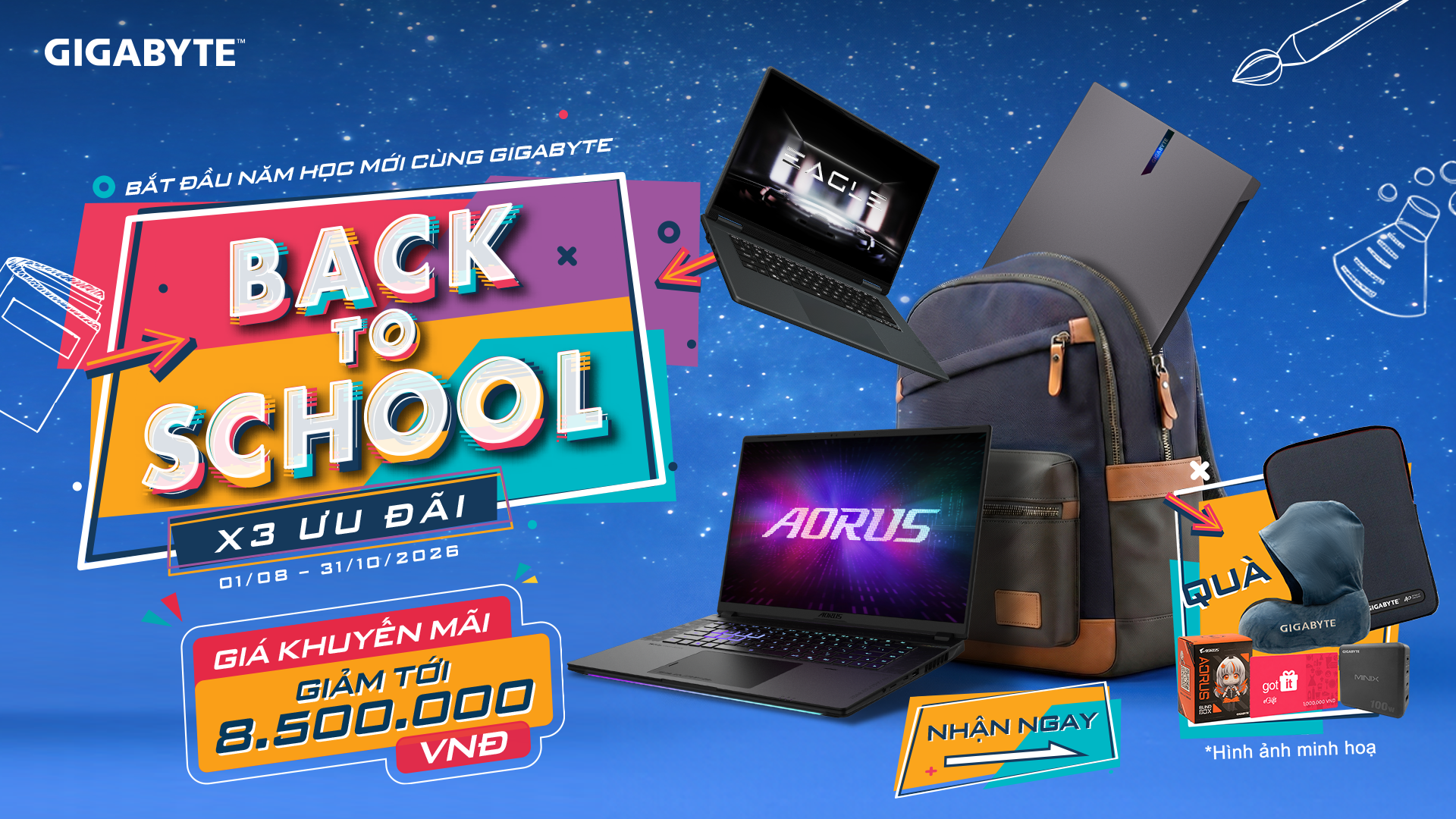 [Back to School] Bắt đầu năm học mới cùng GIGABYTE, nhân 3 ưu đãi khi mua tại TGDĐ