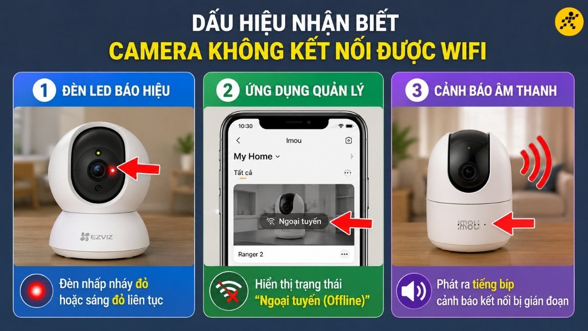 Dấu hiệu nhận biết camera kh&ocirc;ng kết nối được wifi