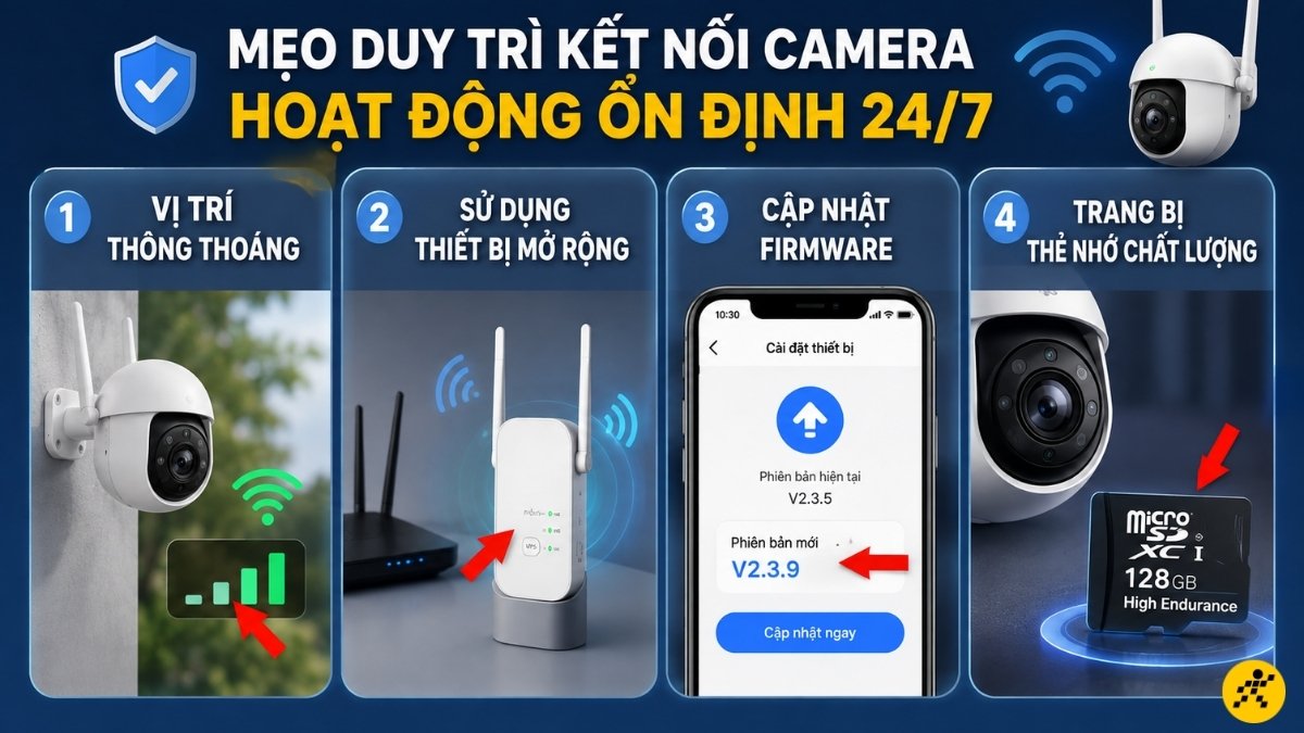 Mẹo duy tr&igrave; kết nối camera hoạt động ổn định 24/7