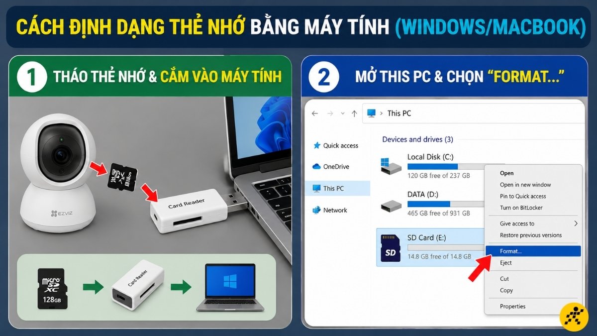 C&aacute;ch định dạng thẻ nhớ bằng m&aacute;y t&iacute;nh