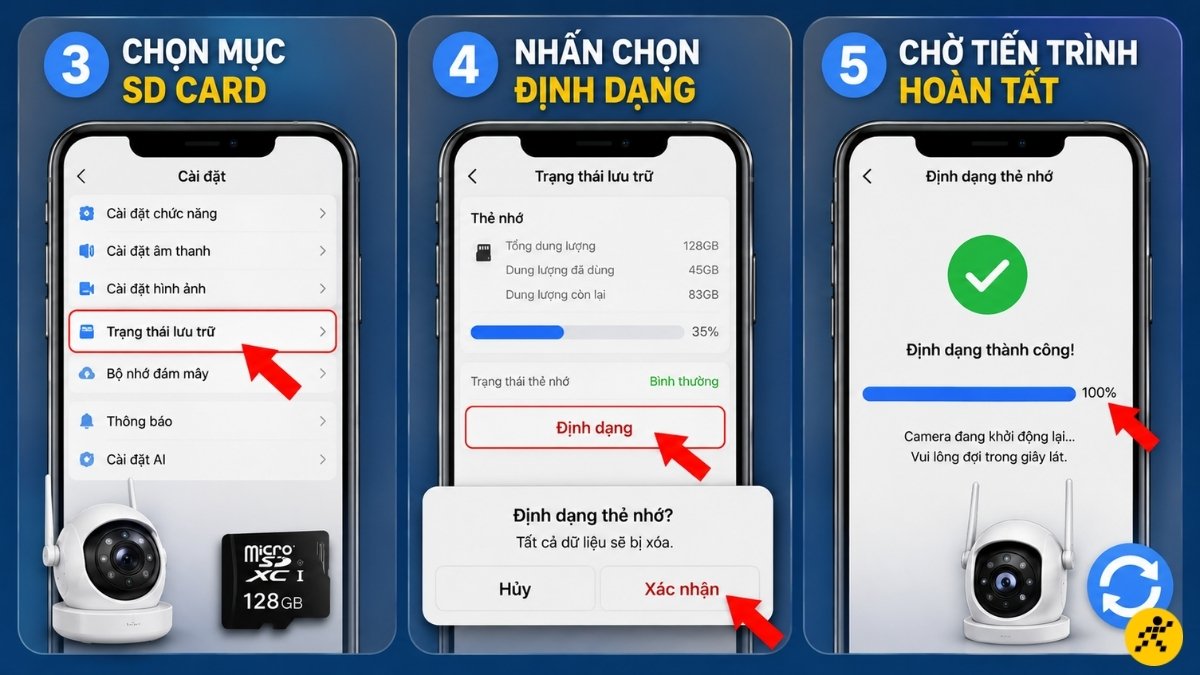 C&aacute;ch định dạng thẻ nhớ camera qua ứng dụng điện thoại
