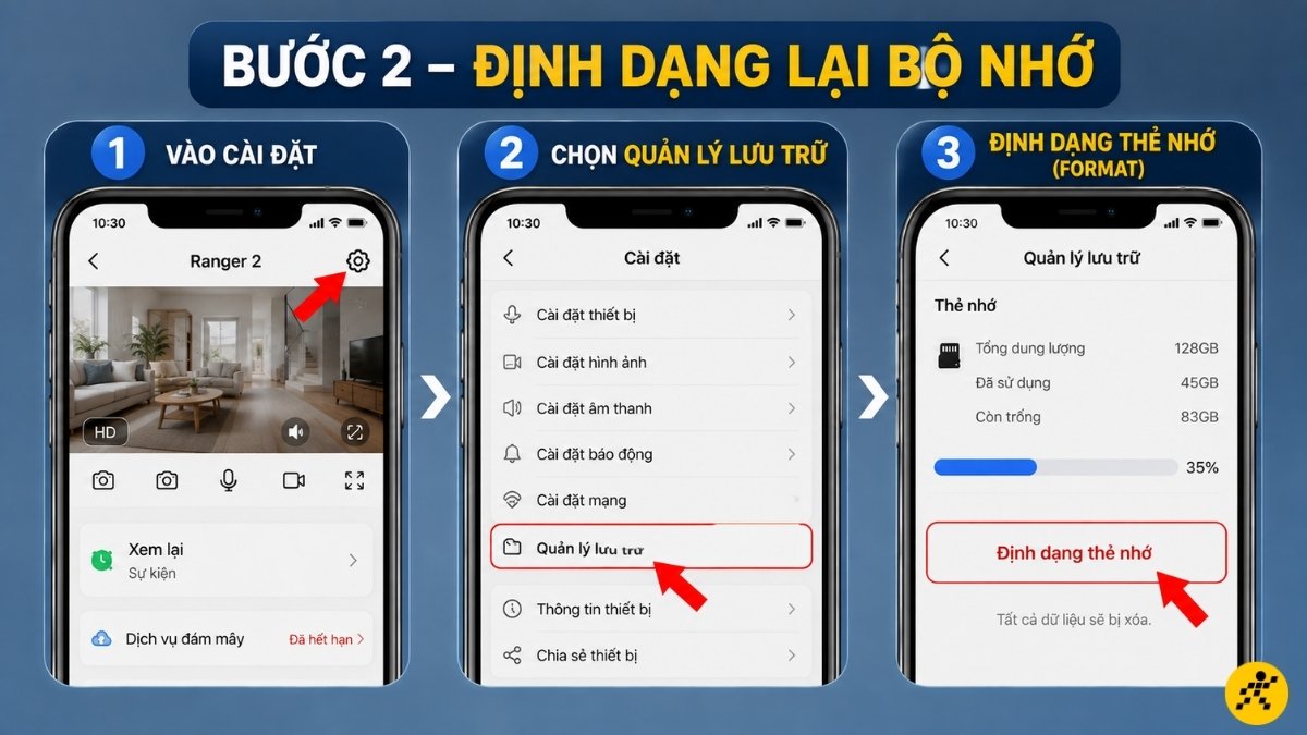 Bước 2 - Định dạng lại bộ nhớ