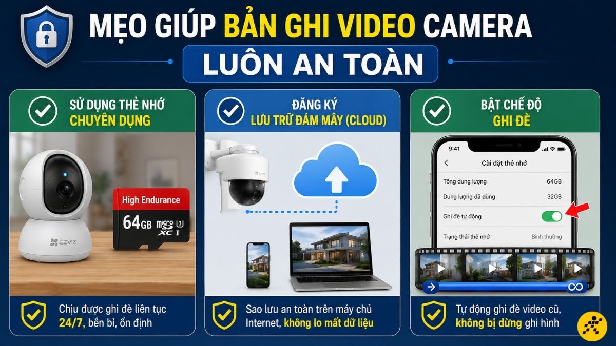 Mẹo gi&uacute;p bản ghi video camera lu&ocirc;n an to&agrave;n
