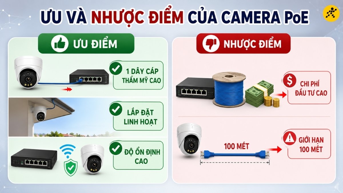 Ưu và nhược điểm của Camera PoE Ưu và nhược điểm của Camera PoE