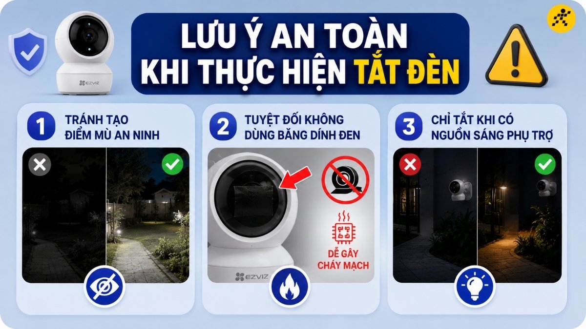 Lưu ý an toàn khi thực hiện tắt đèn camera Lưu ý an toàn khi thực hiện tắt đèn camera