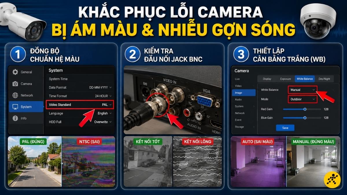 Khắc phục lỗi camera bị &aacute;m m&agrave;u v&agrave; nhiễu gợn s&oacute;ng