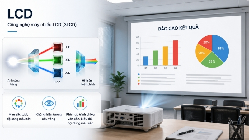 Công nghệ LCD dùng tấm nền tinh thể lỏng để tạo hình ảnh Công nghệ LCD dùng tấm nền tinh thể lỏng để tạo hình ảnh