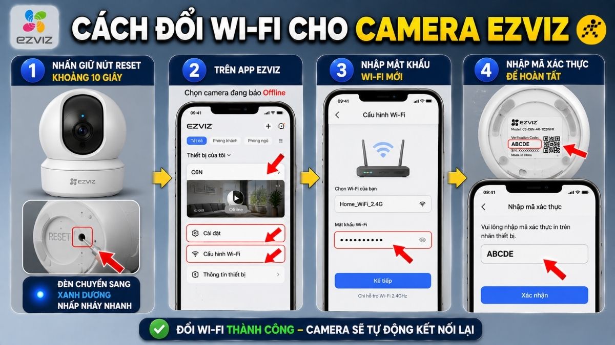 C&aacute;ch đổi Wi-Fi cho camera EZVIZ