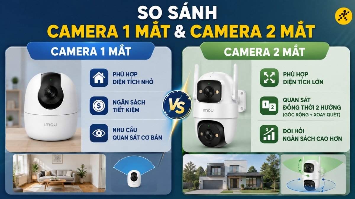 So s&aacute;nh camera 1 mắt v&agrave; camera 2 mắt