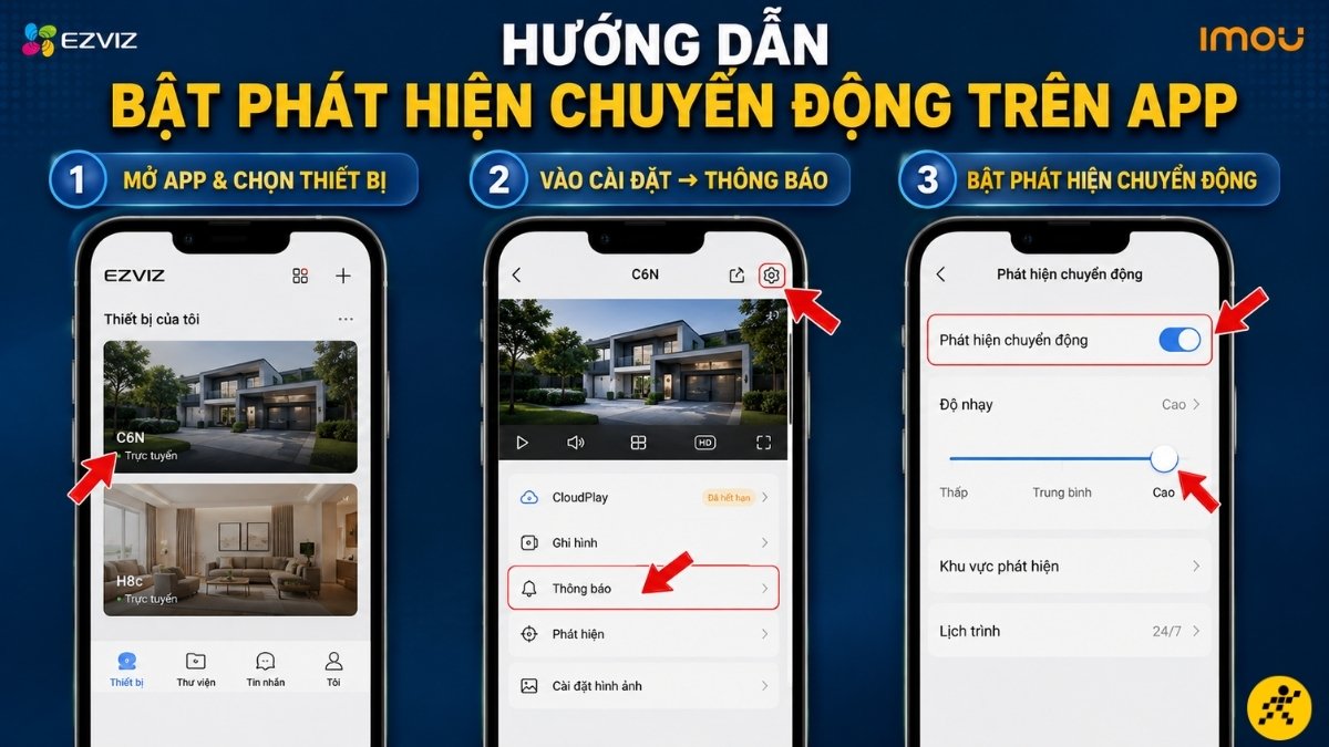 Hướng dẫn c&aacute;ch bật ph&aacute;t hiện chuyển động tr&ecirc;n App