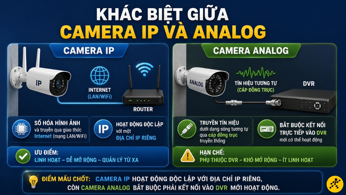 Kh&aacute;c biệt giữa camera IP v&agrave; Analog