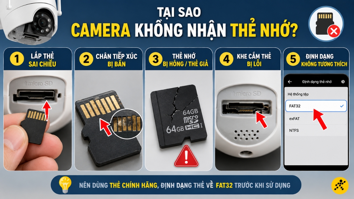 L&yacute; do camera kh&ocirc;ng nhận thẻ nhớ