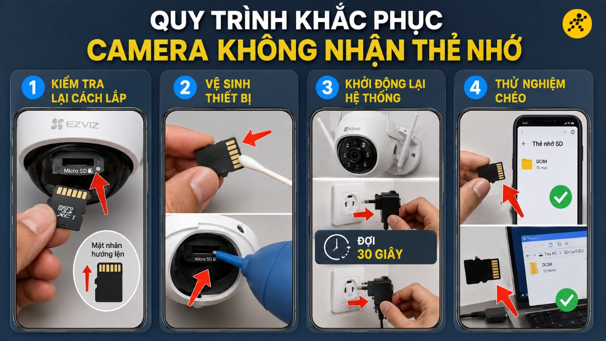 Quy tr&igrave;nh khắc phục lỗi camera kh&ocirc;ng nhận thẻ nhớ