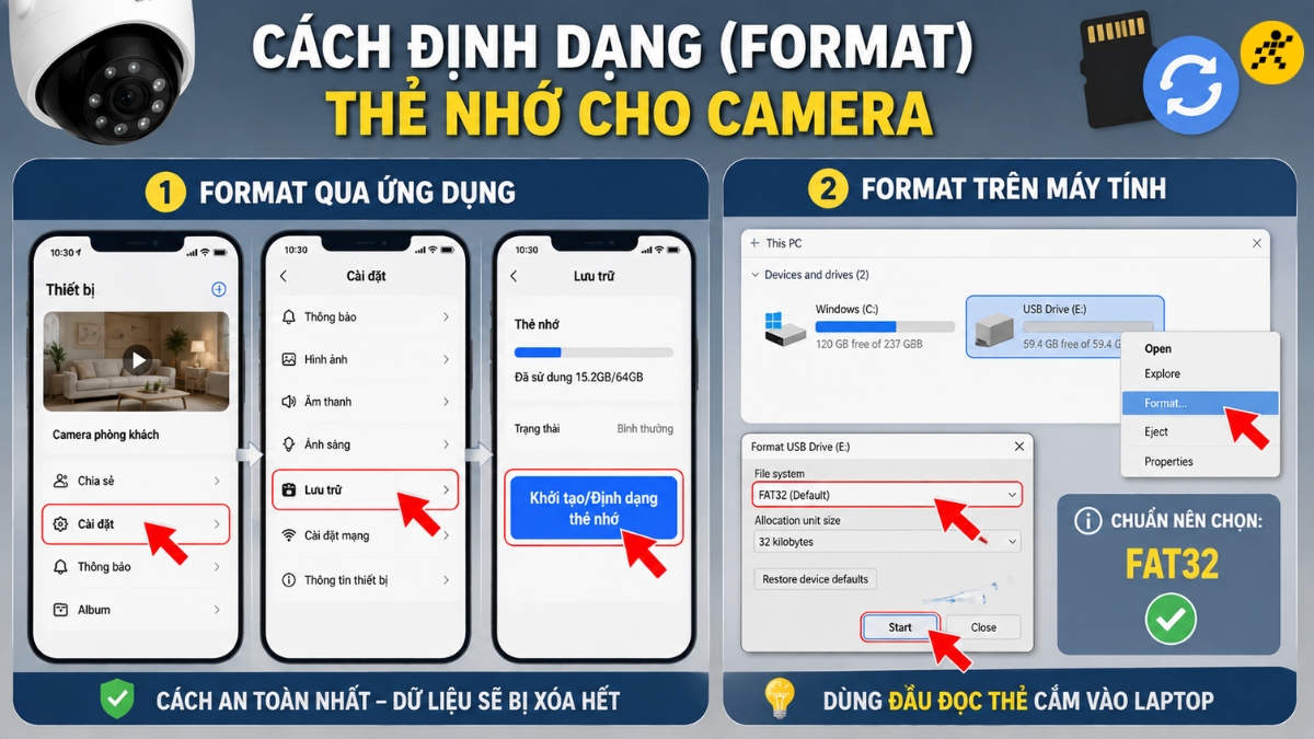 C&aacute;ch định dạng (Format) thẻ nhớ cho camera