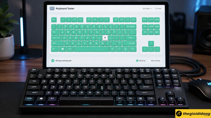 Sử dụng trang web Keyboard Tester trực tuyến kiểm tra ph&iacute;m liệt