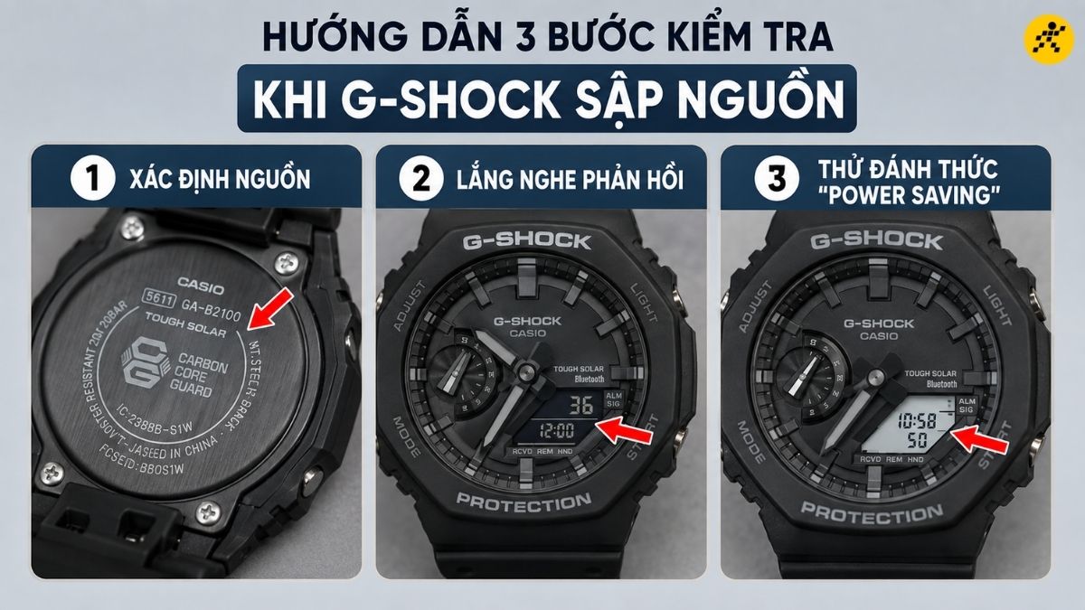3 bước kiểm tra khi G-Shock sập nguồn