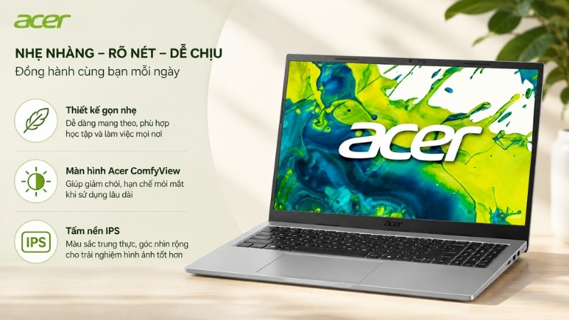 Acer Aspire Go 15 sở hữu thiết kế nhẹ nhàng Acer Aspire Go 15 sở hữu thiết kế nhẹ nhàng