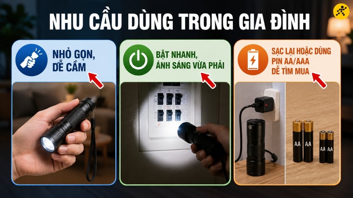 Đèn pin dùng trong gia đình Đèn pin dùng trong gia đình