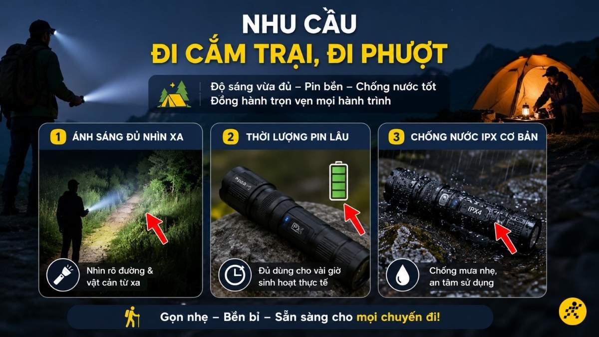 Đèn pin đi cắm trại, đi phượt Đèn pin đi cắm trại, đi phượt