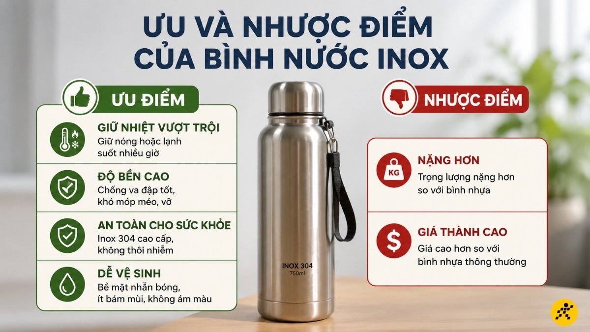 Ưu và nhược điểm của bình nước inox