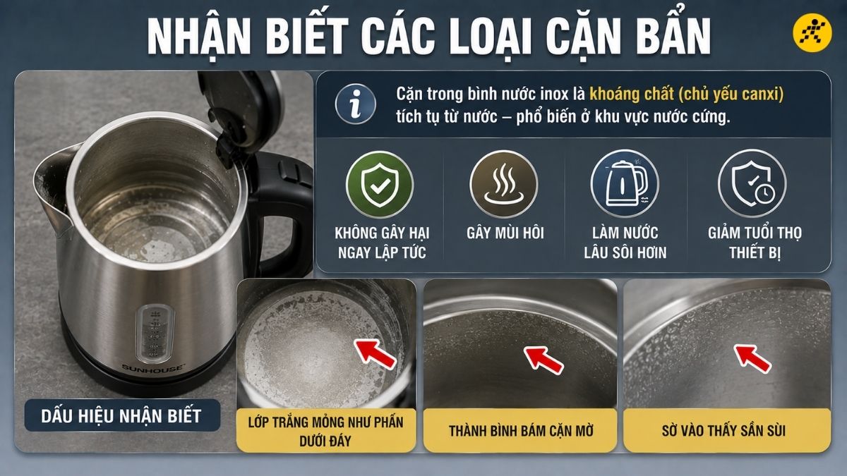 Nhận biết các loại cặn bẩn trong bình nước Nhận biết các loại cặn bẩn trong bình nước