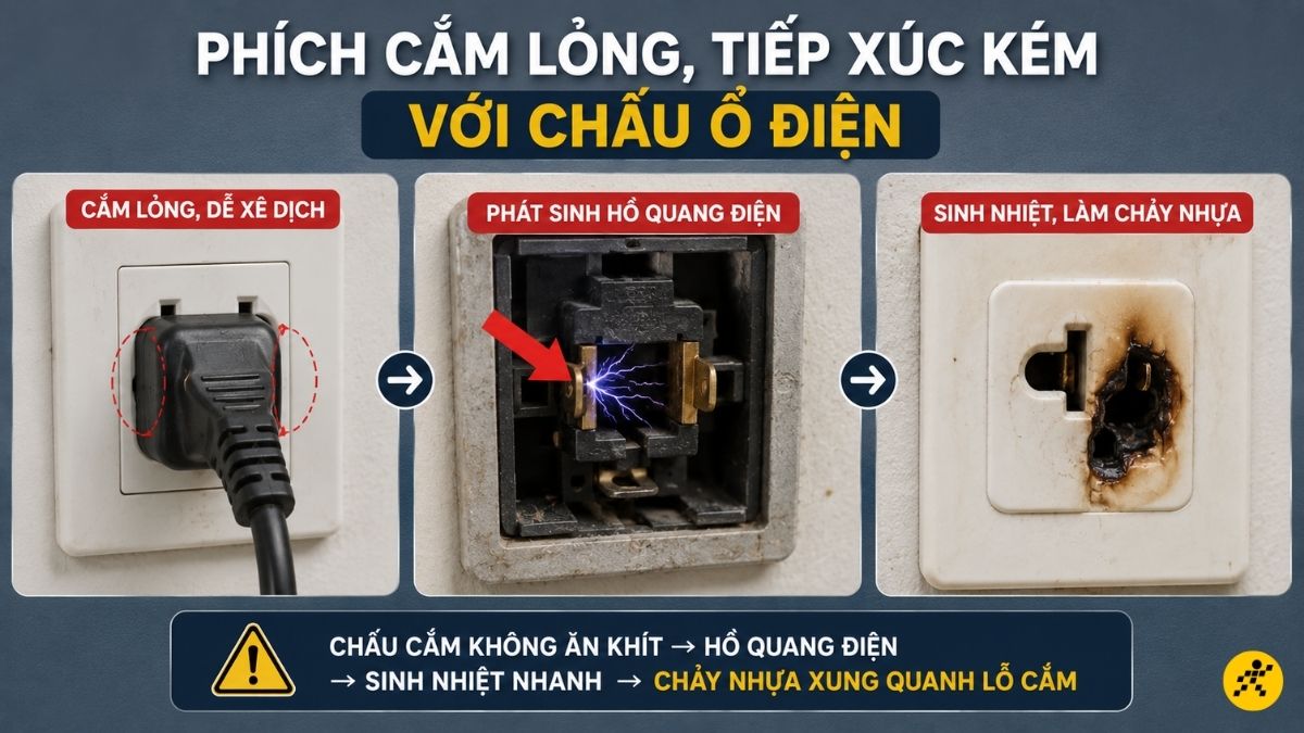 Chấu cắm không ăn khít