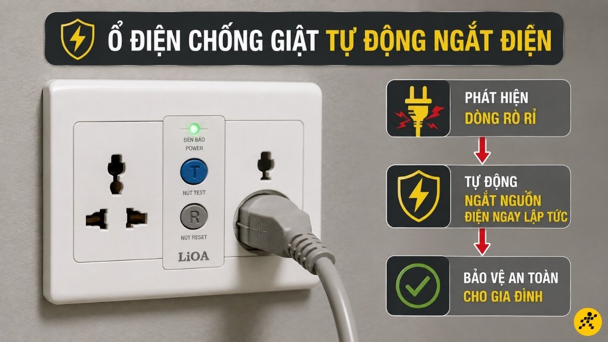 Ổ điện chống giật là loại ổ cắm thông minh