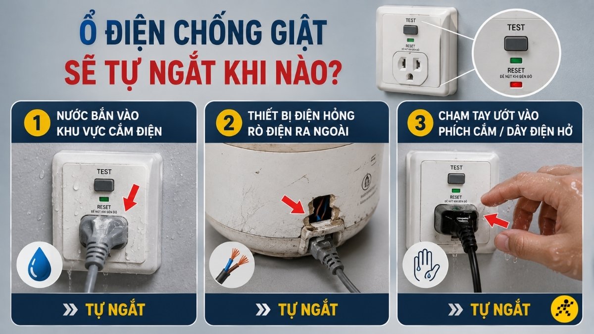 Những tình huống ổ điện sẽ tự ngắt