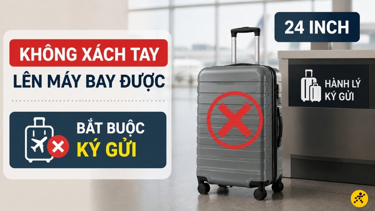 Vali size 24 không xách tay lên máy bay được