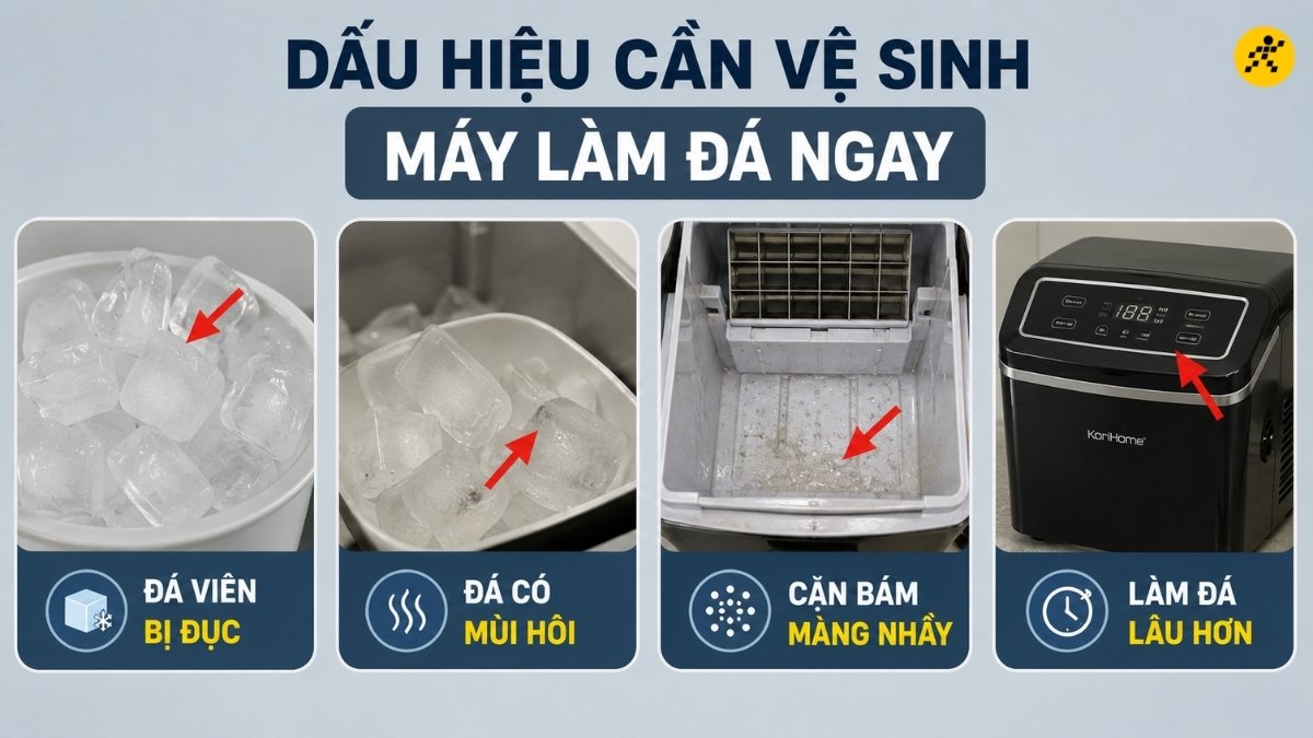 Dấu hiệu cần vệ sinh máy làm đá