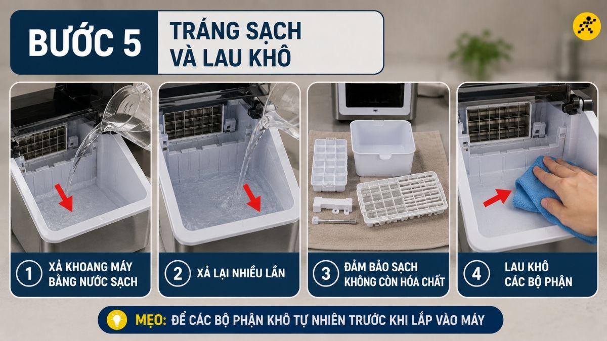 Tráng sạch và lau khô