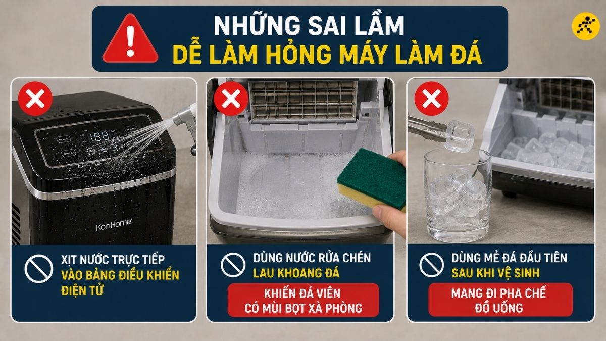 Những sai lầm dễ làm hỏng máy làm đá