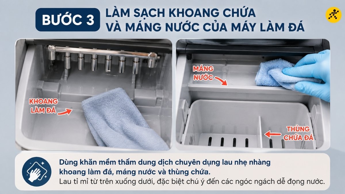 Làm sạch khoang chứa và máng nước