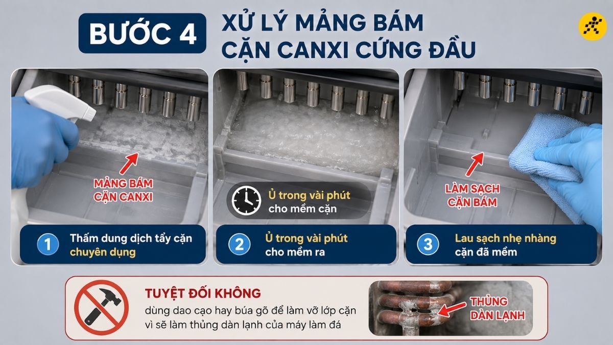 Xử lý mảng bám cặn canxi cứng đầu