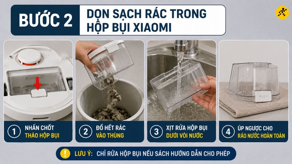 Dọn sạch rác trong hộp bụi