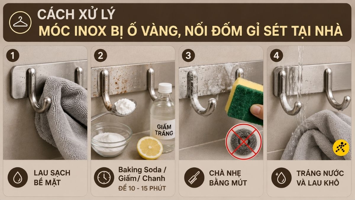 Cách xử lý móc inox bị ố vàng