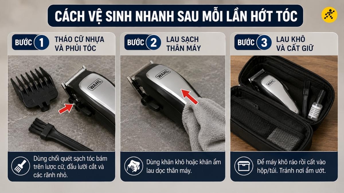 Cách vệ sinh nhanh tông đơ sau mỗi lần hớt tóc Cách vệ sinh nhanh tông đơ sau mỗi lần hớt tóc