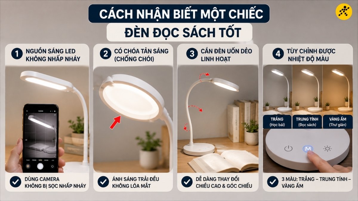 Cách nhận biết một chiếc đèn đọc sách tốt