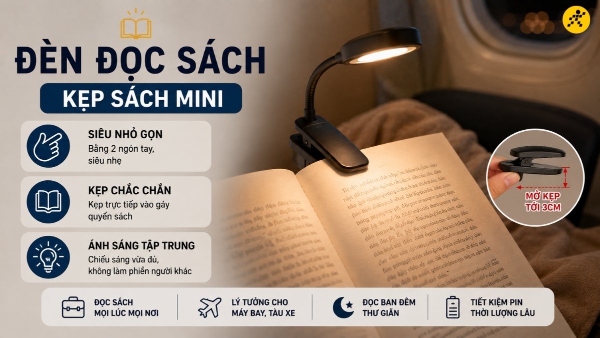 Đèn đọc sách kẹp sách mini