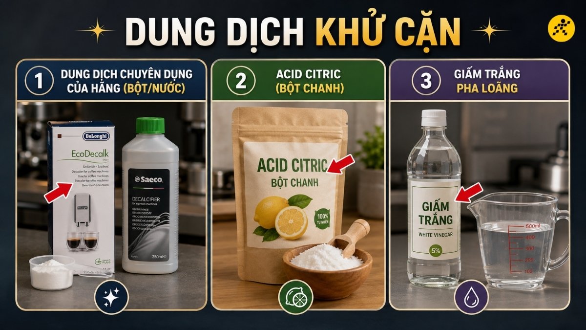 Dung dịch để tẩy cặn máy pha cà phê