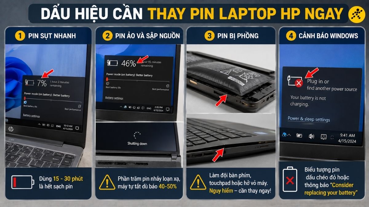 Dấu hiệu cần thay pin laptop HP ngay