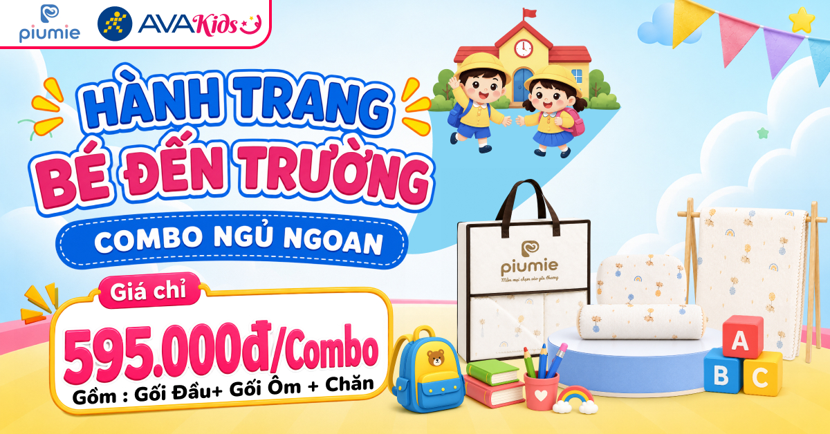 Combo bé đến trường Waffle Cotton Piumie giá ưu đãi