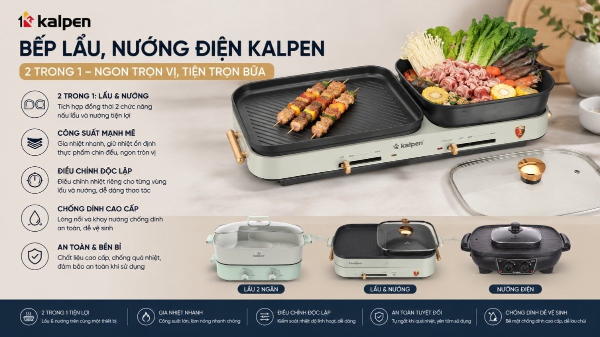 Bếp lẩu, nướng điện Kalpen