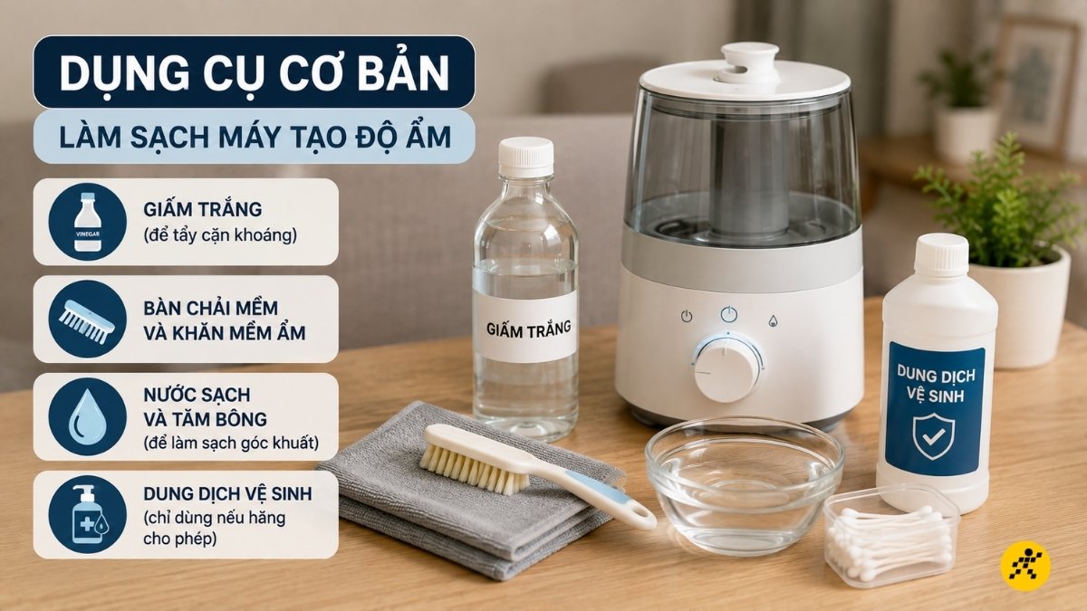 Dụng cụ để vệ sinh máy tạo độ ẩm
